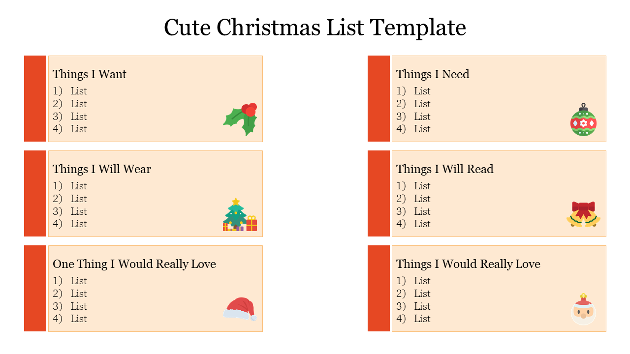 Cute Christmas List Template